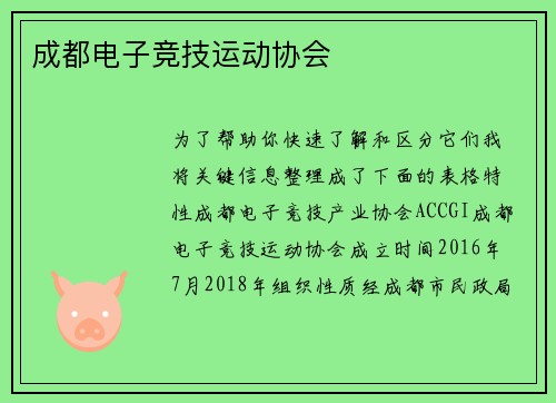 成都电子竞技运动协会